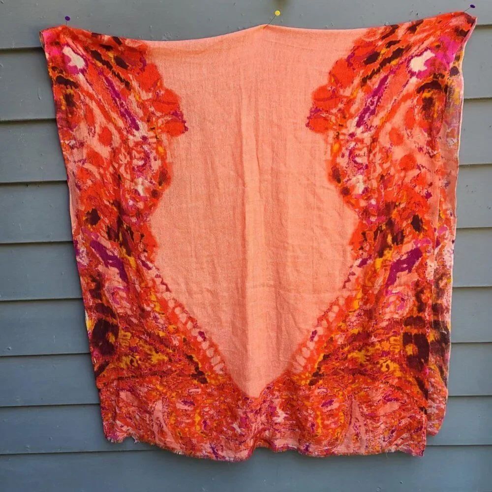 Orange print Pashmina - Picture 5 of 6